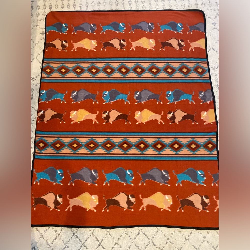 El Paso Saddle blanket, FLEECE lightweight, soft blanket, Full Size , 60" X 80"
